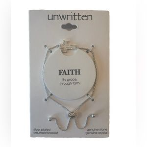 Unwritten "Faith" Cross Silver Plates Adjustable Bracelet By Grace Through Faith